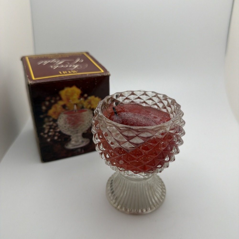 Vintage Avon Facets of Light Bayberry Fragrance Candlette Glass Holder with Box